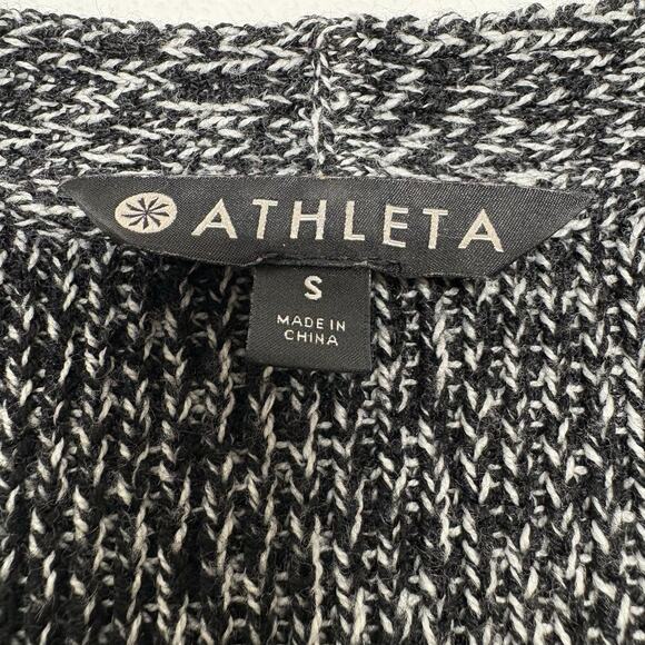 Athleta Switchback Wool Chunky Knit Oversized V-Neck Sweater Size S Black/Gray - Picture 5 of 9